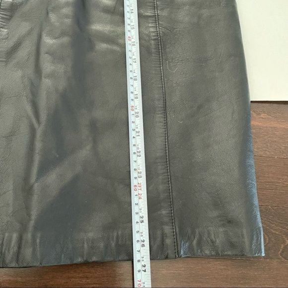 Vintage?80s?Dominic Bellissimo High Waisted Black Leather Skirt - Picture 14 of 16